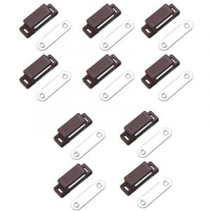 Loqueteau magn&eacute;tique puissant &ndash; force de maintien 4kg &ndash; lot de 10 - brun &ndash; aimant porte &ndash; loqueteau aimant &ndash; aimant placard &ndash; aimant porte de placard