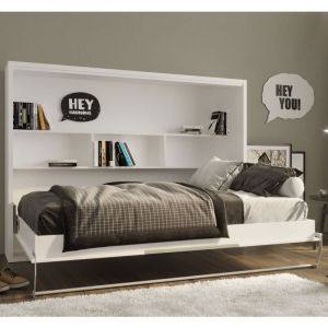 M&s - Lit escamotable horizontal 160x200 cm blanc et b&eacute;ton - weark