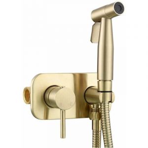 Kit Douchette WC，Toilette Bidet Spray, Bidet Pulv&eacute;risateur de Douche Kit en Laiton Kit Mitigeur Douchette &agrave; Main Mural or