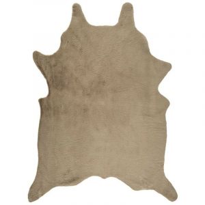 Tapis forme peau de b&ecirc;te imitation fourrure taupe 120x158 cm