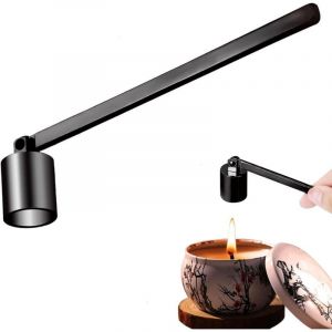 (Noir) &Eacute;teignoir &agrave; bougie avec long manche en acier inoxydable pour la plupart des bougies
