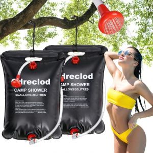 Lot 2 PCS Douche Solaire, 20L Sac de Douche Solaire Camping Pliable Sac de Douche Camping Portable Solaire Chauffe Sac de Douche de Sport Camping