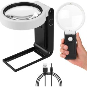 BEBUSINGOTO Loupe 30X 40X avec lumi&egrave;re et support, loupe &eacute;clair&eacute;e par LED, loupe de lecture pliante avec lecture pour personnes &acirc;g&eacute;es, pi&egrave;ces de