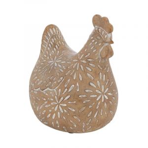 Statuette Poule Déco "Linda" 12cm Beige