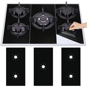 3Pcs Plaque de Cuisson à Gaz Protection en Téflon, Tapis de Cuisinière à Gaziniere Gaz Réutilisables, Protection d'écran Anti-adhésif, Nettoyage