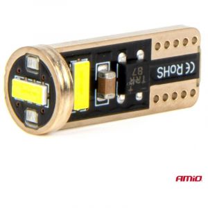 Ampoules LED CANBUS T10e W5W 3x2055 SMD Blanc 12V 24V AMIO-03720