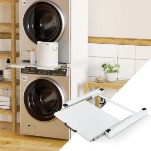 Kit de superposition avec tablette, cadre de connexion pour lave-linge blanc 60x54 cm - Swanew