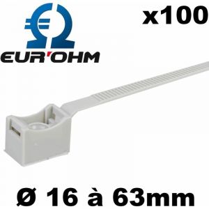 Eur Ohm - Collier de fixation pour tube iro avec embase - Diam&egrave;tre - Diam 40 &agrave; 63mm (sachet de 100)