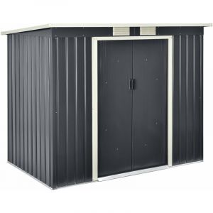 Helloshop26 - Abri de jardin toit en appentis 213 x 130 x 173 cm tôles en acier galvanisées gris foncé