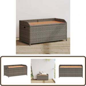 Vidaxl - Banc de rangement gris résine tressée et bois d'acacia - Banc De Jardin - Banc De Rangement - Mobilier De Jardin - Résine Tressée - Coffre