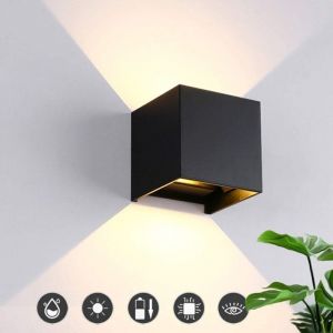 Applique Murale LED Interieur Exterieur 12W Moderne Aluminium luminaires avec Design d'angle de Poutre R&eacute;glable Lampe Murale Blanc Chaud Luminaire