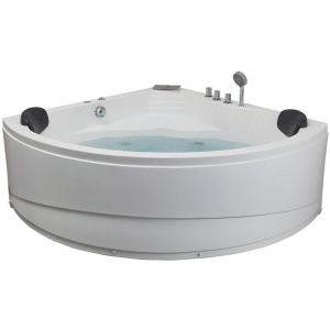 Vente-unique - Baignoire balnéo d'angle avec système de cascade aglena - 2 places - 350L - 15015060 cm