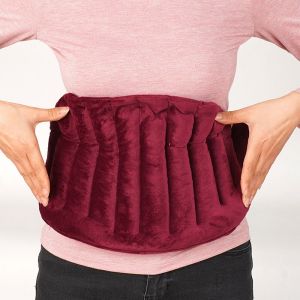 Coussin Chauffant Dos Micro Ondes Bouillotte Micro-onde Avec Bretelles R&eacute;glables - Lavande et Plantes Bienfaisantes -Tissu de coton ignifug&eacute; (Rouge
