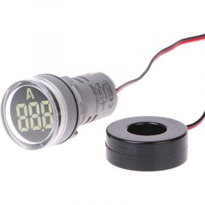 AC 220 V 22 mm Ampèremètre numérique 0-100 A Moniteur de courant Lampe de signal Ampèremètre (Blanc)