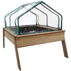 AXI Linda Table de Culture en bois avec Bac & Voile de Jardin Potager sur Pied / Jardini&egrave;re avec serre en marron