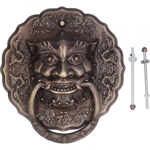 Jeffergarden Poign&eacute;e de heurtoir de porte noire, accessoire de quincaillerie &agrave; Double traction en laiton pour porte