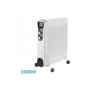 Fabrilamp - Radiateur à huile brasilia 2500w 11elem.blanc/noir 3pouvoirs anti-basculement thermostat contrôle de sécurité.poignée 59,5x48x24cm