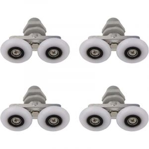 4 PCS 25mm Roulettes Doubles pour Porte de Douche Roulettes pour Porte de Douche Roulettes Coulissantes Porte Salle de Bain Douche Rouleau de Douche