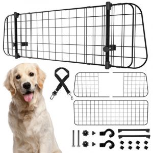 Tolletour - Grille pour chien voiture Grille de protection du coffre Grille de séparation réglable 90-145cm noir
