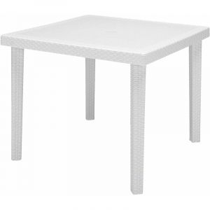 Table carrée dans l'effet Boheme de rotin en résine White - White