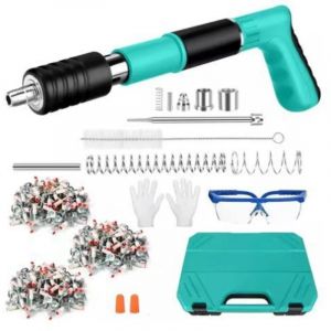 Pistolet &agrave; clous manuel, Cloueur Beton, Pistolets &agrave; Ongles, Cloueuse Rivet Avec 400 Clous, outil &agrave; ongles manuel en acier r&eacute;glable &agrave; 5 vitesses pour