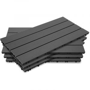 Wolketon Dalle de terrasse Dalles en bois composite WPC 60 x 30 cm Dalles clipsables jardin ext&eacute;rieur 12x anthracite