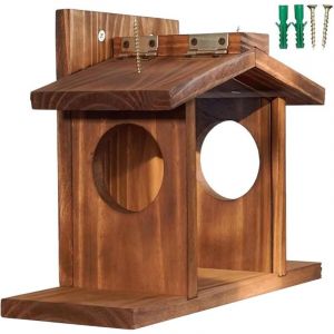Mangeoires d'&eacute;cureuil pour l'ext&eacute;rieur, Maison d'&eacute;cureuil, mangeoire &agrave; Oiseaux en Bois Facile &agrave; remplir, mangeoire Oiseaux Visible avec Un Panneau