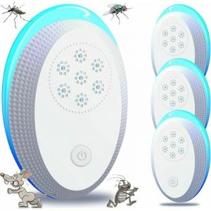 R&eacute;pulsif anti-moustiques &agrave; ultrasons (&agrave; brancher), r&eacute;pulsif antirongeurs et anti-mouches &agrave; ultrasons (lot de 4)