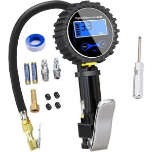 Num&eacute;rique Manom&egrave;tre Pneu 250 PSI,Haute Pr&eacute;cis Digital Jauge de Pression de Pneus avec Pistolet Gonflage pour La Voiture Moto V&eacute;los, 2 Piles AAA,