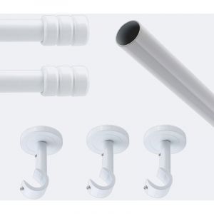 Boulet - Kit de tringle à rideaux Blanc 250cm Diam.20mm Embout Cylindre 2ST - Fixation Plafond
