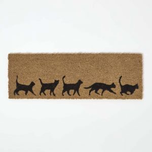 HOMESCAPES Paillasson coco antid&eacute;rapant Chats, 75 x 25 cm