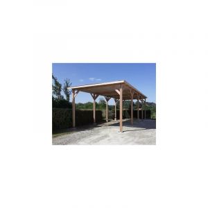 Abri Toit Plat, 500cmx1250cm, Bois douglas Français, Carport, Auvent, Abri Camping-car