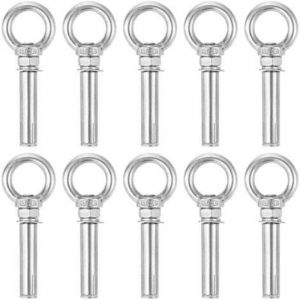 Lot de 10 boulons d'expansion en acier inoxydable 304 avec anneaux d'ancrage muraux pour brique b&eacute;ton, mat&eacute;riel de montage robuste (M8 x 80)