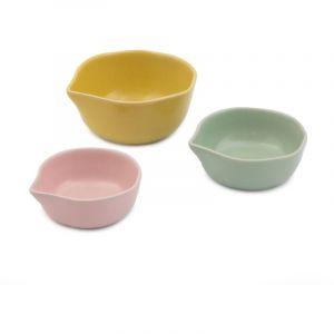 Jamie Oliver Big Love Pinch-Me Pots, petits bols de gres mouchet&eacute;s, tasses &agrave; mesurer, 1, &frac12;, &frac14; tasse, lave-vaisselle, micro-ondes, four, multicolore,