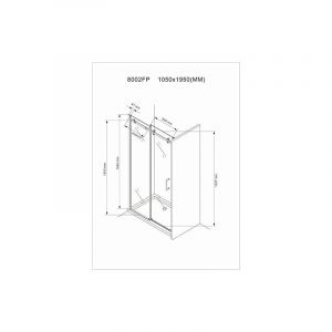 Douche de niche Viktoria 105x195 cm avec porte coulissante - ferrures dorées - Buylando