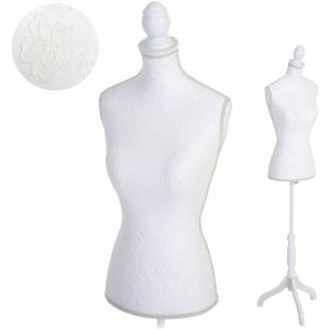 Décoshop26 - Buste de couture mannequin femme déco vitrine blanc - blante