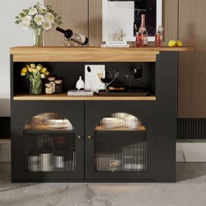 Need - Table de Bar, Table Haute à Manger, Table de Bistrot, Buffet Armoire, Table de Pub avec Étagère de Rangement à 3 Niveaux, Noir