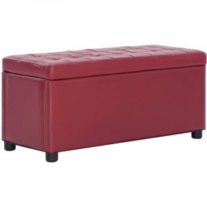 Pouf de rangement Banc coffre rangement 87,5 cm Rouge bordeaux Similicuir 61965