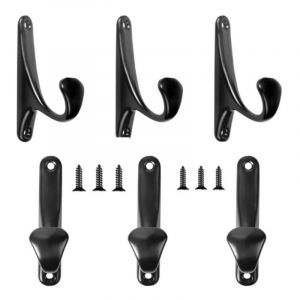 Linghhang - Pat&egrave;re Porte Manteau Mural, 6 Pi&egrave;ces Crochet de Manteau, R&eacute;tro Crochet Porte Manteau Noir a Visser, Pat&egrave;re &agrave; Peignoir avec Vis, Crochet
