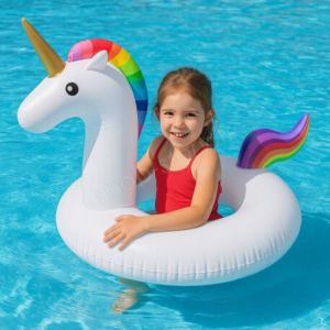 Shop-story - Bouée Gonflable Géante Forme Licorne 120 cm Mulitcolore pour Enfants et Adultes Piscine ou Plage