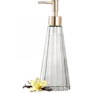 Serbia - Distributeur de savon en verre élégant vintage - Distributeur de savon liquide/désinfectant/shampooing avec frange (transparent)