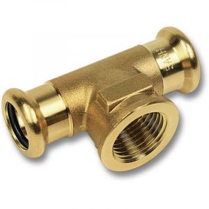 Sanha - Raccord union t&eacute; en cuivre &agrave; sertir f/f/f mixte taraud&eacute; - purapress s&eacute;rie 8130G 14x1/2x14