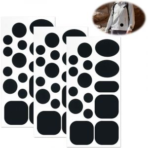 (Noir)Lot de 45 Patchs de R&eacute;paration Autocollants en Nylon pour V&ecirc;tements d'Ext&eacute;rieur, Kit de R&eacute;paration pour Vestes en Duvet, Tentes, Sacs &agrave; Dos