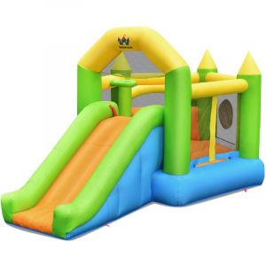 Helloshop26 - Château gonflable en forme de pentagone avec toboggan maison de rebond gonflable avec piscine à balles panier de basket ventilateur non