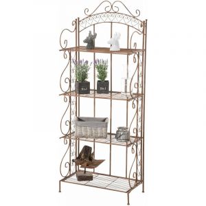 CLP &ndash; &Eacute;tag&egrave;re Antje en fer forg&eacute; marron antique &ndash; 4 &eacute;tag&egrave;res pratiques &ndash; Hauteur 153 cm &ndash; Largeur 61 cm &ndash; Profondeur 33 cm