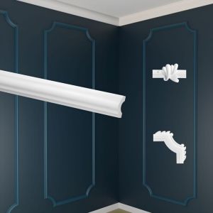 Moulure plate en polystyr&egrave;ne blanc &ndash; Longueur 200 cm &ndash; Dimensions 38 x 18 mm &ndash; D&eacute;coration murale &eacute;l&eacute;gante &ndash; Installation facile &ndash; Marbet Design