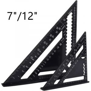 Equerre Menuisier Multifonctions 18cm et 30cm, Triangle R&egrave;gle d'Angle Rapporteur Outil de Mesure Charpentier 7"/12"
