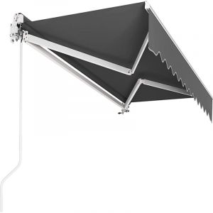 Liferun - Store Banne Manuel, 300 x 250 cm, Auvent Rétractable à Bras Repliable, Store Articulé, avec Support Mural, Manivelle, Imperméable,