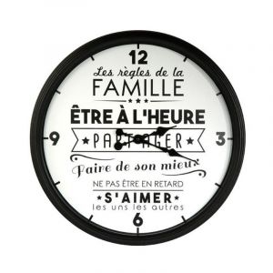 Horloge Murale 'Famille' 50cm Blanc & Noir