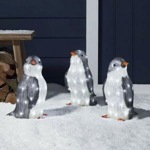 3pcs Pingouin Ornement lumineux Pingouin Décoration de Noël Vacances Décoration Lumineuse Artisanat Arbre Décorations de Noël Boules pour Arbre de